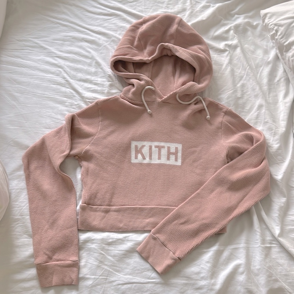 Kith cropped waffle thermal hoodie